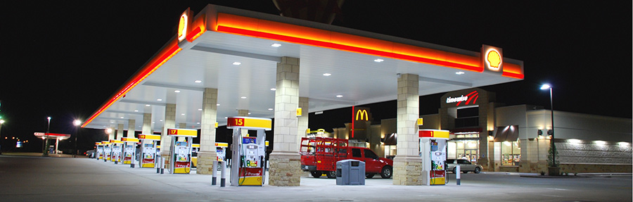 Shell station nightime