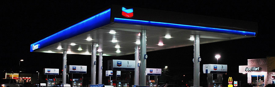 Chevron canopy at night