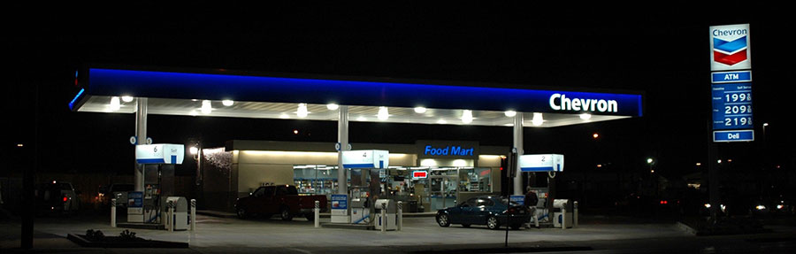 Chevron canopy at night