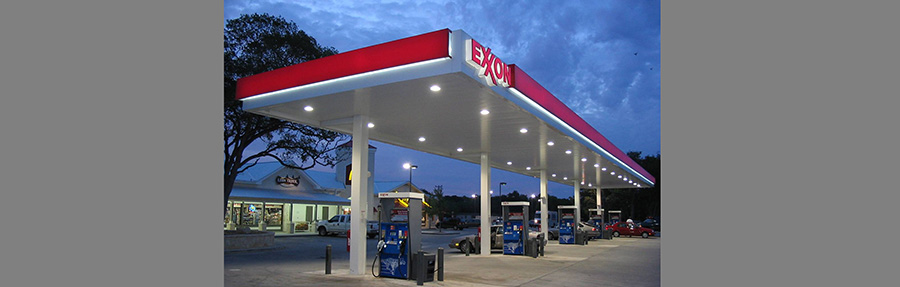 EXXON canopy at night