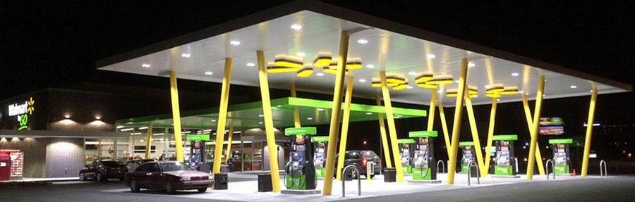 Walmart canopy with special lighting