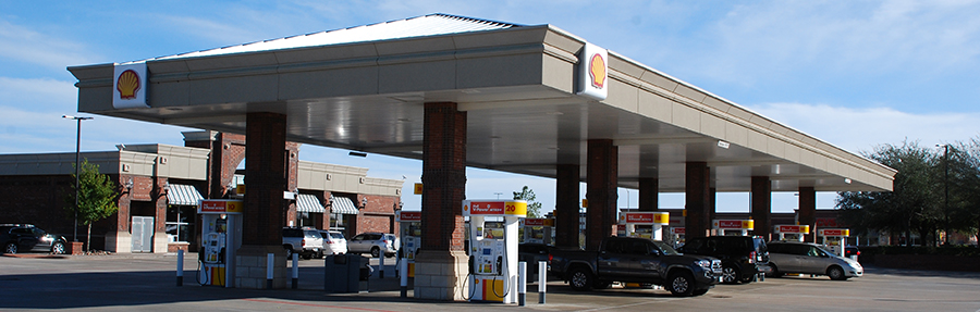 Shell canopy mansard roof