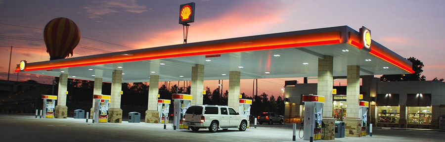 Shell station nightime