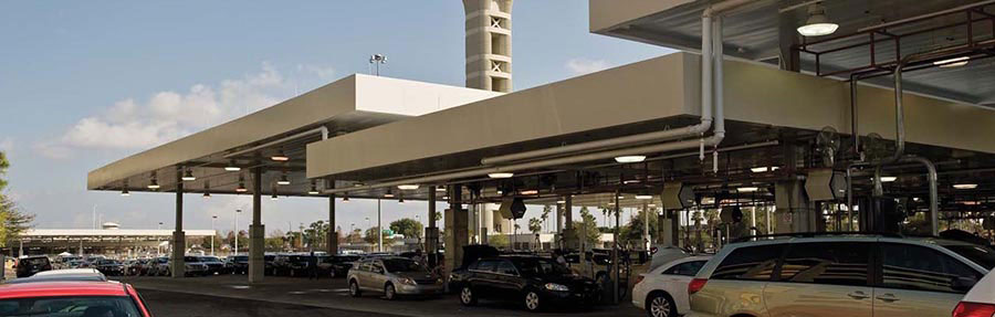 Canopies for airport parking facility