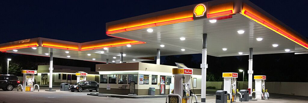Shell canopy at night